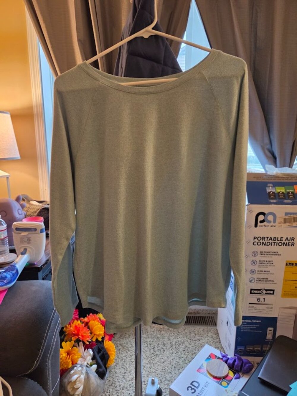 St. John's Bay Active Long Sleeve Top Womens PXL Petite | Heather Green